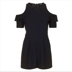 Topshop Cold Shoulder Ruffle Romper